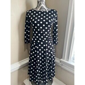 Vintage Polka Dot Midi Dress Sz 4 Y2K Ruching Pinup Retro Rockabilly Madmen